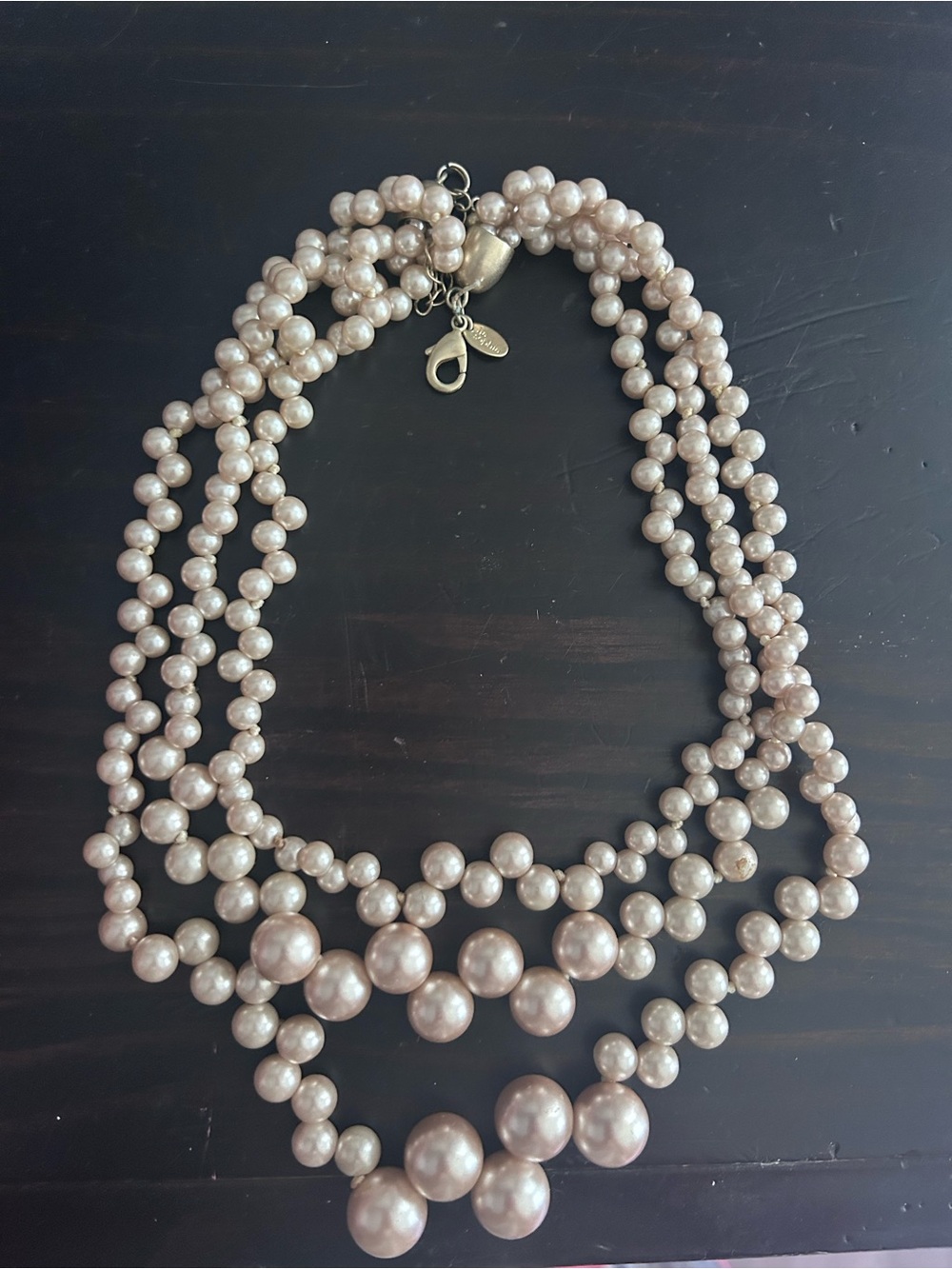 Multi-Strand Pearl Statement Necklace - Blush Pearlescent